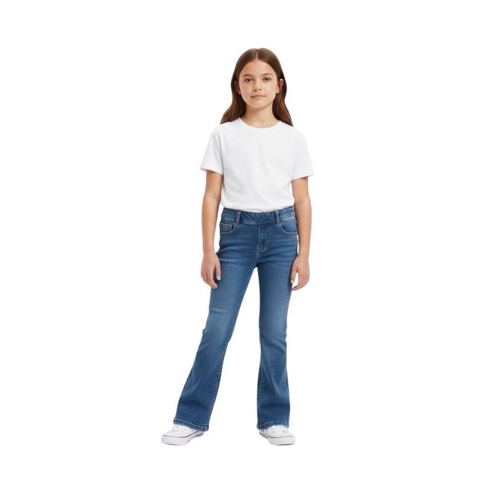 Old Navy Girls Pull on Bootcut Denim Blue Jean size Small Adjustable Medium wash
